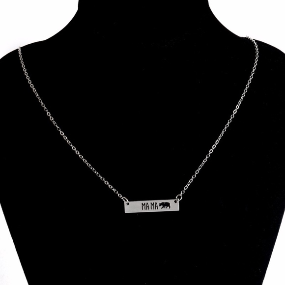 Mama Bear Silver Pendant Necklace - Picture 4 of 6